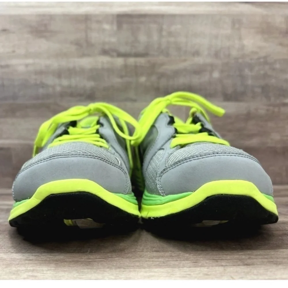 Nike Dual Fusion Run 525760-009 Gray Neon Running Shoes Sneakers Size 6Y